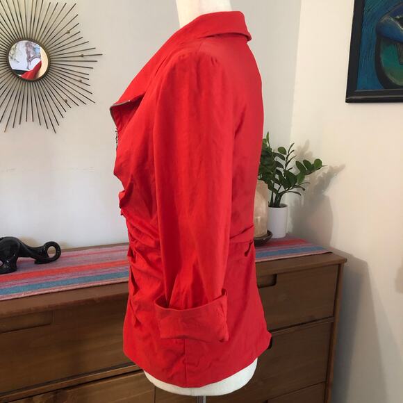 VTG Joseph Ribkoff Red Zip Front Blazer Jacket Fitted 12 Large Office Siren Y2K - Picture 4 of 11
